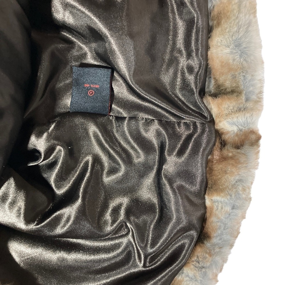 Adrienne Landau Size LARGE Faux FUR JACKET Coat Long Fur Collar Lapel Brown NWOT - Picture 13 of 13